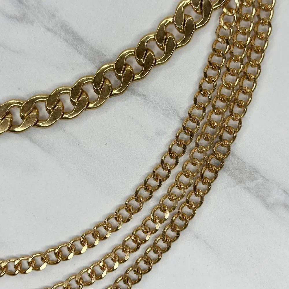 Draped Gold Curb Chain Belt Multi Strand OS ✨